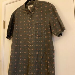 Billabong Men's Olive Patterned Short Sleeve Shirt